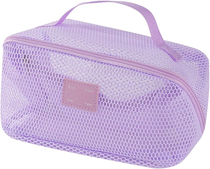 Light Large Capacity Mesh Cosmetic Organizer Bag With Multiple Compartments For Travel Storage - Image 1